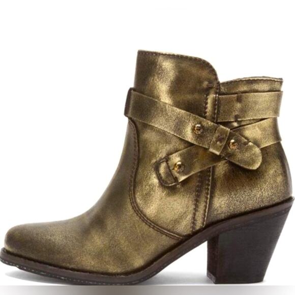 OTBT Bexar Distressed look Leather Gold Booties - Picture 1 of 14